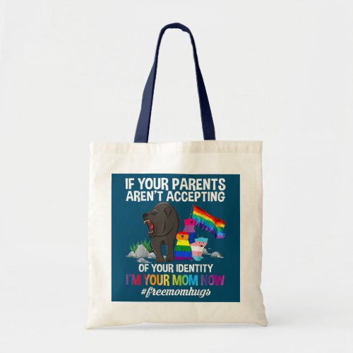 Free Mom Hugs Proud Mama Bear LGBT Gay Pride Tote Bag