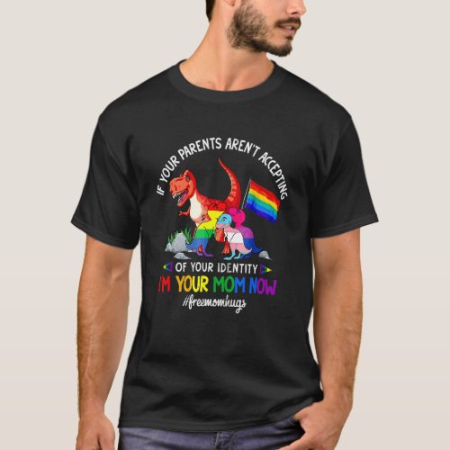 Free Mom Hugs Proud Mamasaurus Gay Pride Lgbt Ally T_Shirt