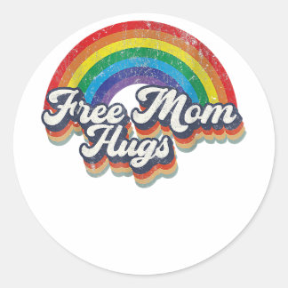 Free Mom Hugs Rainbow Heart LGBT Flag LGBT Pride M Classic Round Sticker