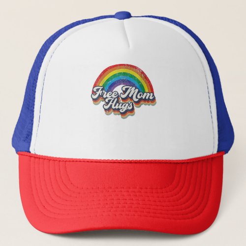 Free Mom Hugs Rainbow Heart LGBT Flag LGBT Pride M Trucker Hat