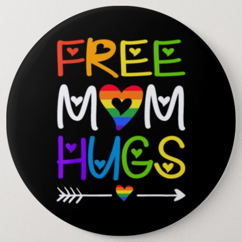 Free Mom Hugs  Rainbow Heart LGBT Pride Button