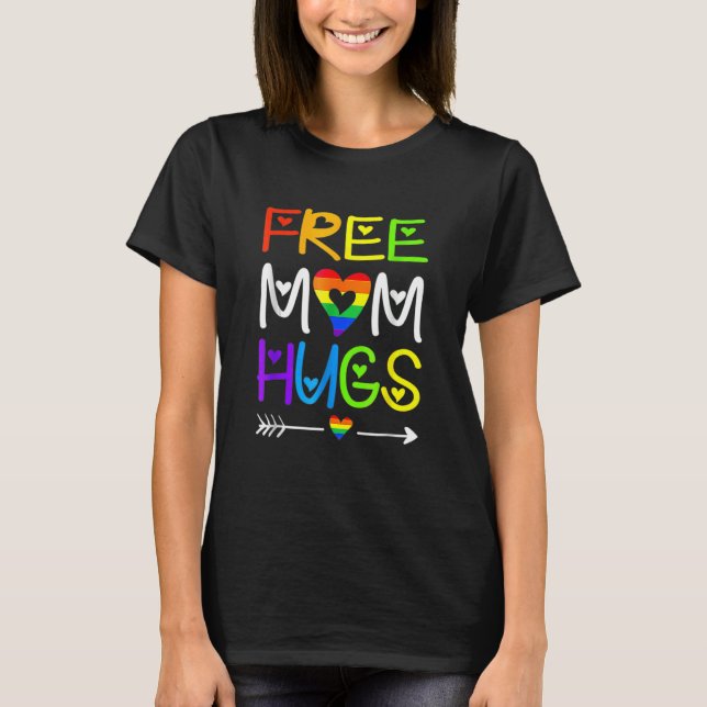 Free Mom Hugs  Rainbow Heart Lgbt Pride Month 2 T-Shirt (Front)