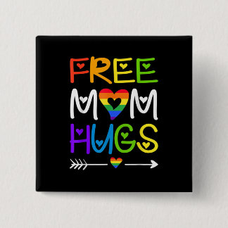 Free Mom Hugs Rainbow Heart LGBT Pride Month Button