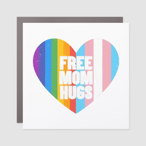Free Mom Hugs Rainbow Heart Lgbt Pride Month  Car Magnet