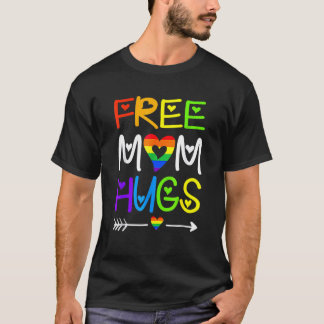 Free Mom Hugs Rainbow Heart Lgbt Pride Month T-Shirt