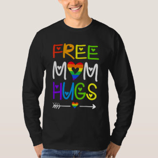 Free Mom Hugs  Rainbow Heart Lgbt Pride Month T-Shirt