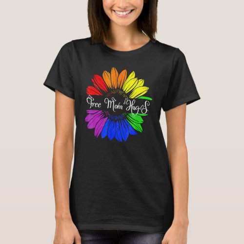 Free Mom Hugs  Rainbow Heart Lgbt Pride Month T_Shirt