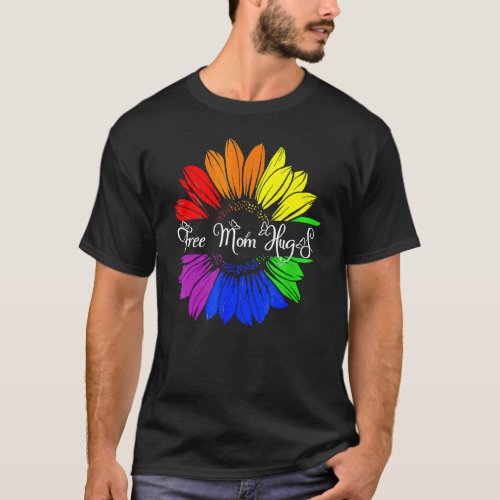 Free Mom Hugs  Rainbow Heart Lgbt Pride Month T_Shirt