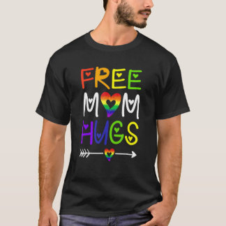 Free Mom Hugs Rainbow Heart Lgbt Pride Month T-Shirt