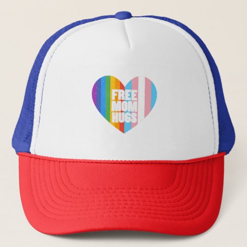 Free Mom Hugs Rainbow Heart Lgbt Pride Month  Trucker Hat