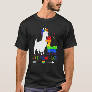 Free Mom Hugs Rainbow Heart Mama Llama Lgbt Pride  T-Shirt