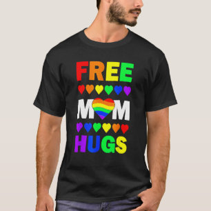 Free Mom Hugs Rainbow Hearts LGBT Gay Lesbian Prid T-Shirt