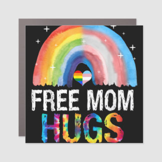 Free Mom Hugs Rainbow LGBT Pride Tie Dye  Car Magnet