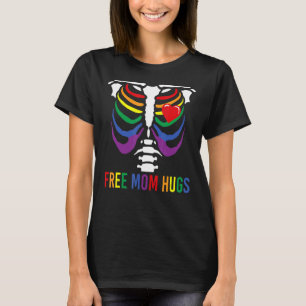 Free Mom Hugs Skeleton Rainbow Lgbt Lesbian Gay Pr T-Shirt