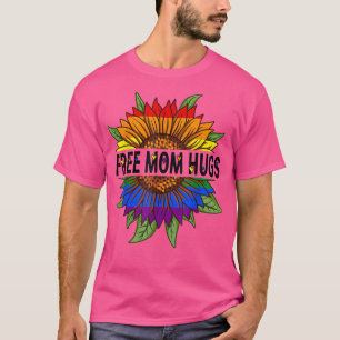 Free Mom Hugs Sunflower Rainbow Flag Pride LGBT Pr T-Shirt