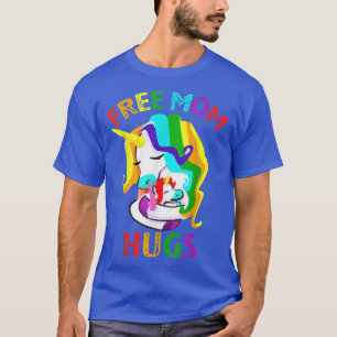 Free Mom Hugs T Rainbow Unicorn LGBT Pride Month T-Shirt