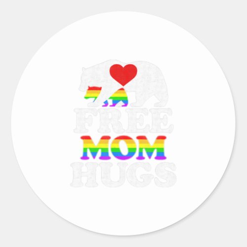 Free Mom Hugs T  Women Lgbt Pride Mama Bear Classic Round Sticker