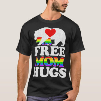 Free Mom Hugs Tshirt Women LGBT Pride Mama Bear