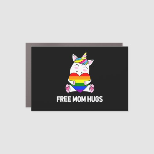 Free Mom Hugs Unicorn LGBT Pride Rainbow Car Magnet