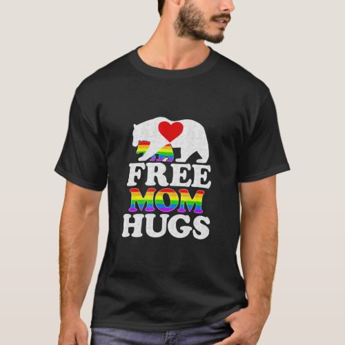 Free Mom Hugs Women LGBT Pride Mama Bear T_Shirt