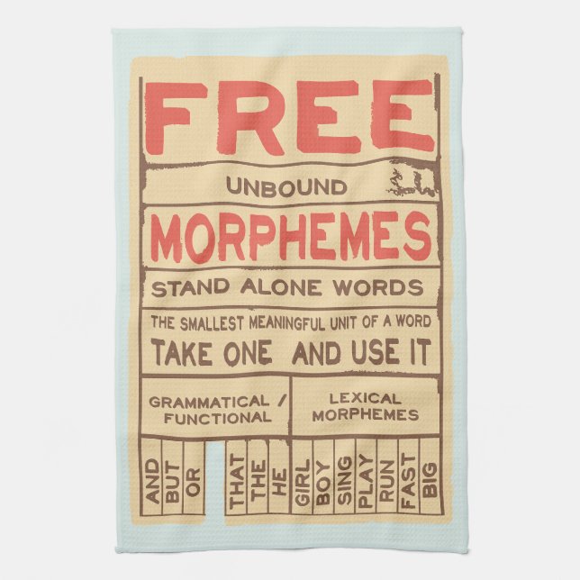 Free Morphemes Funny Grammar English Language Kitchen Towel (Vertical)