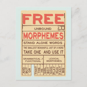 Free Morphemes Funny Grammar English Language Postcard
