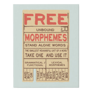 Free Morphemes Funny Grammar English Phonics Faux Canvas Print