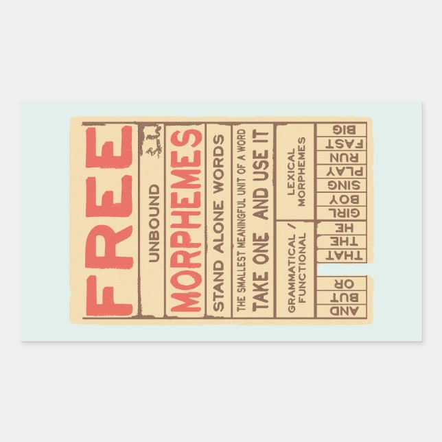 Free Morphemes Funny Grammar English Phonics Rectangular Sticker (Front)