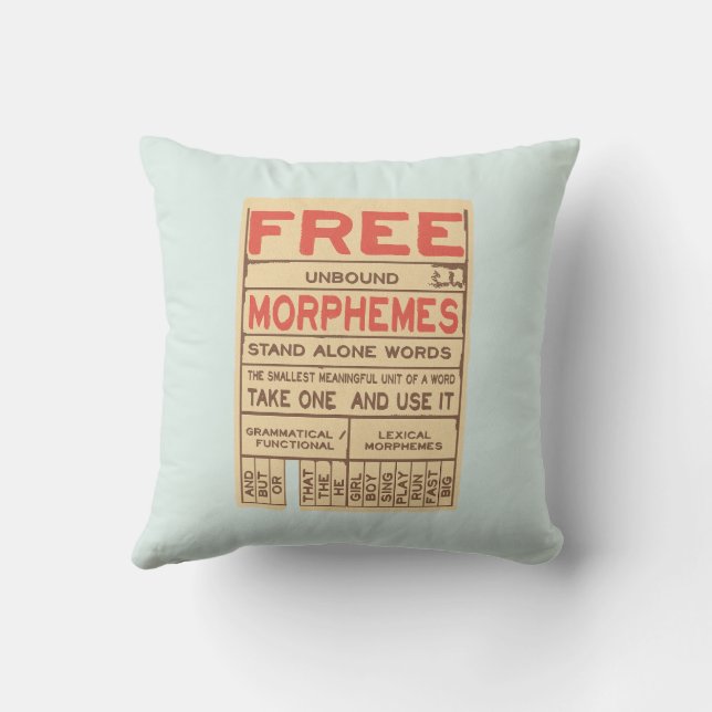 Free Morphemes Funny Grammar English Phonics Throw Pillow (Back)