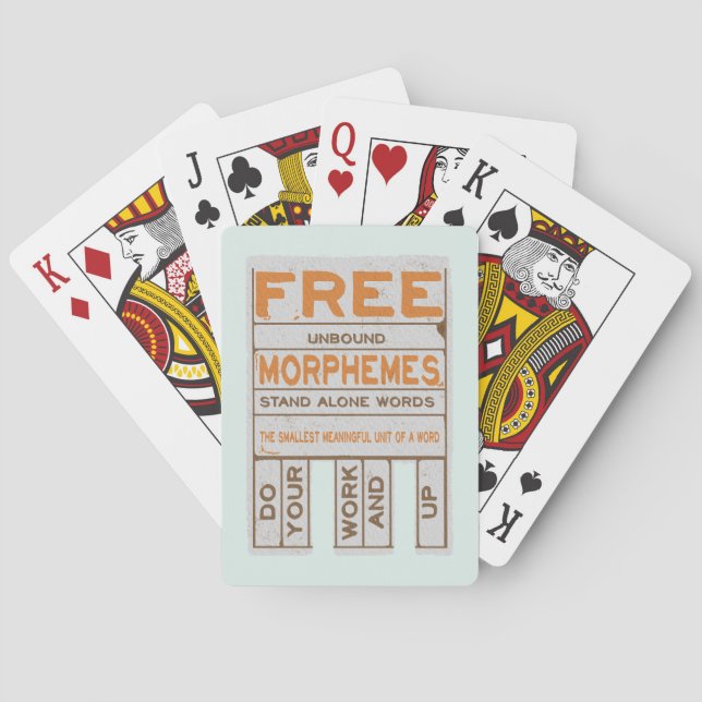 Free Morphemes funny structured literacy Poker Cards (Back)