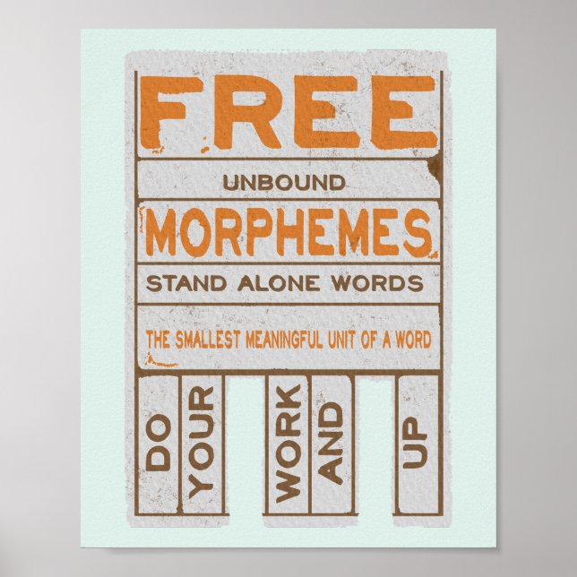 Free Morphemes funny structured literacy Poster (Front)
