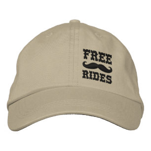 FREE MUSTACHE RIDES EMBROIDERED BASEBALL HAT