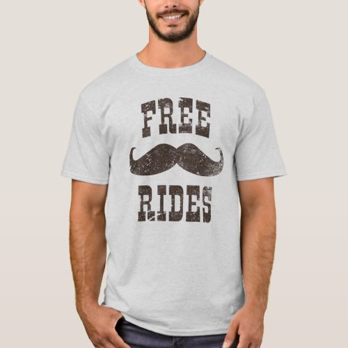 Free Mustache Rides Funny Vintage T_Shirt