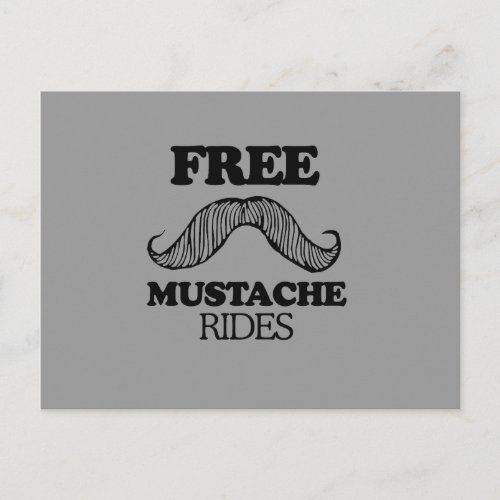 FREE MUSTACHE RIDES POSTCARD