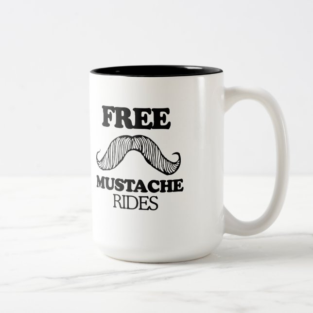 FREE MUSTACHE RIDES T-shirt Two-Tone Coffee Mug (Right)