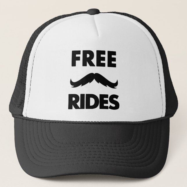 Free Mustache Rides Trucker Hat (Front)