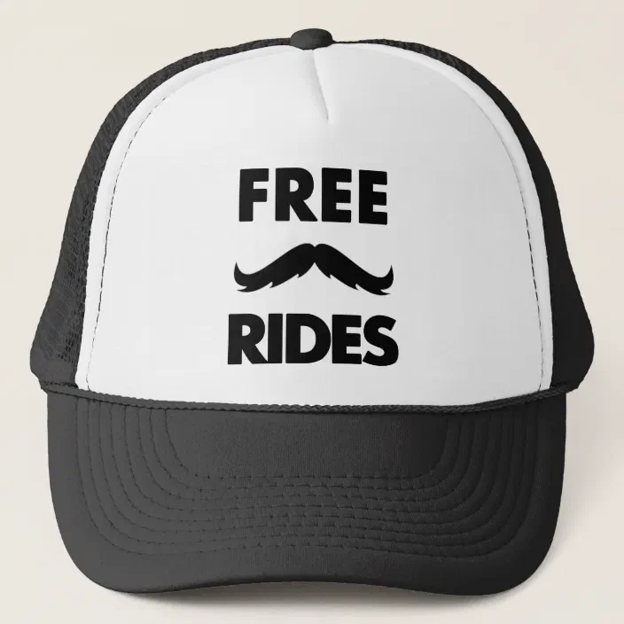 Mustache Rides Trucker Hat Mesh Hat Adjustable Vintage Cap