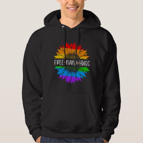 Free Nana Hugs Rainbow Daisy Sunflower LGBT Gay Pr Hoodie