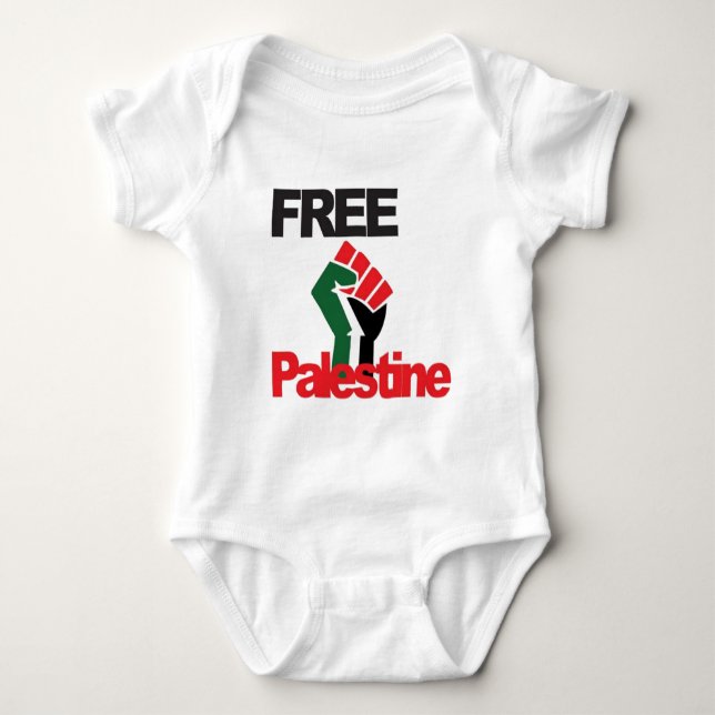 Free Palestine - فلسطين علم  - Palestinian Flag Baby Bodysuit (Front)