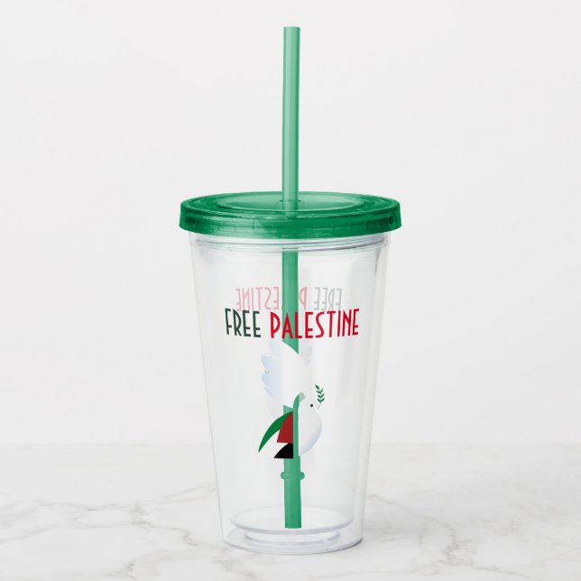 Free Palestine Acrylic Tumbler – Activism Drink (Front)