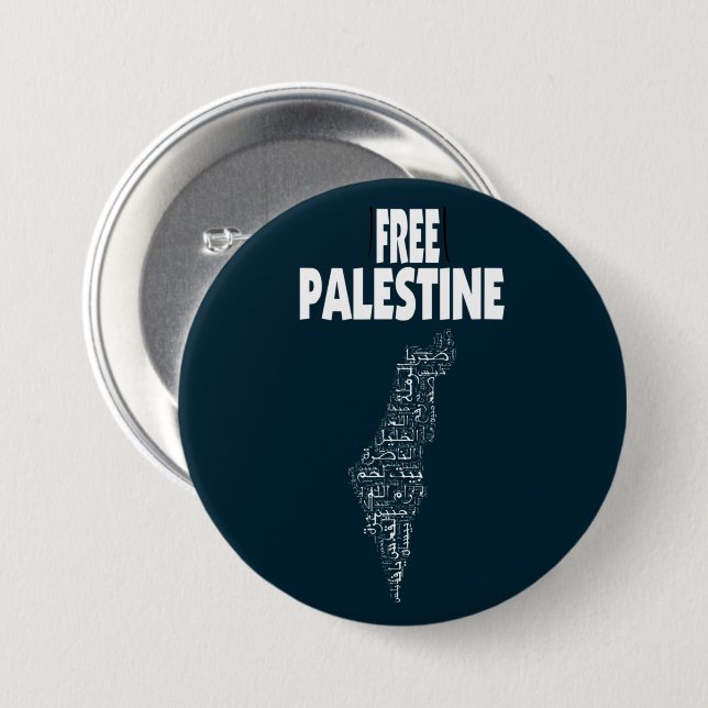 Free Palestine Arabic Palestinian Gaza Button (Front & Back)