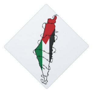 Free Palestine Barbed Wire Map Palestinian Freedom Graduation Cap Topper