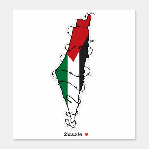 Free Palestine Barbed Wire Map Palestinian Freedom Sticker
