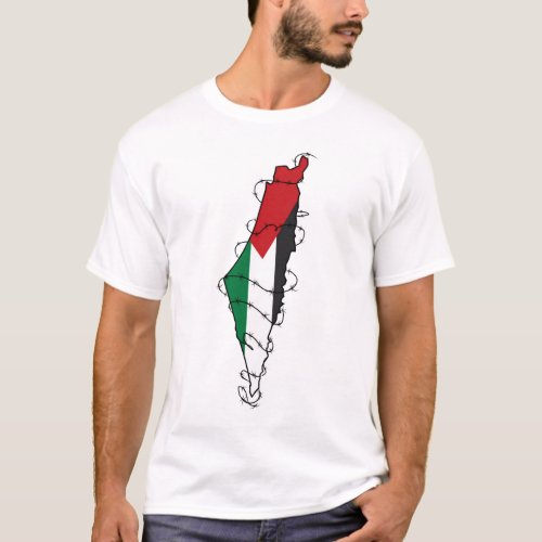 Free Palestine Barbed Wire Map Palestinian Freedom T_Shirt