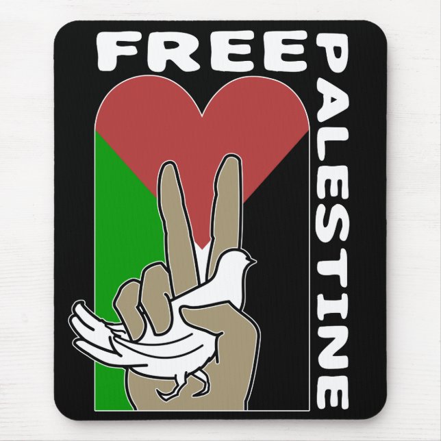 Free Palestine black background Mouse Pad (Front)