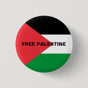 Free Palestine black custom text Palestine flag Button