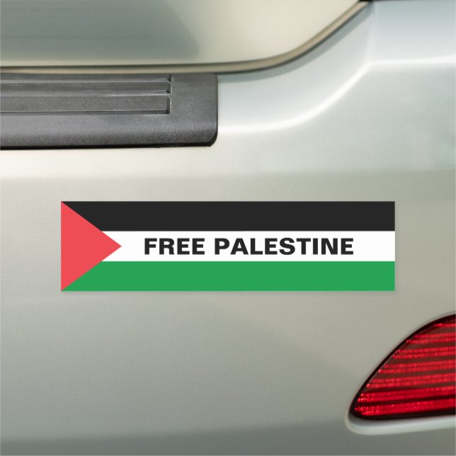 Free Palestine black custom text Palestine flag Car Magnet (In Situ)