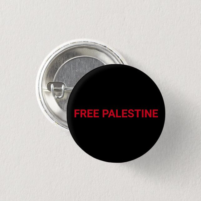 Free Palestine black red custom text minimalist Button (Front & Back)