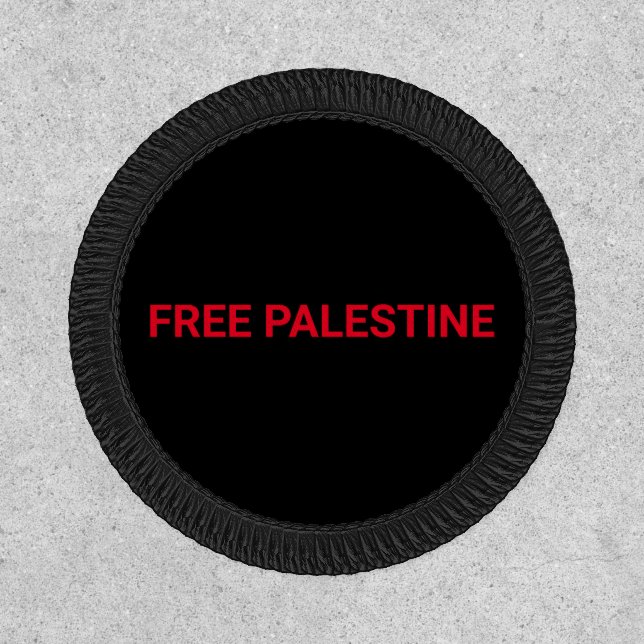 Free Palestine black red custom text minimalist Patch (Front)