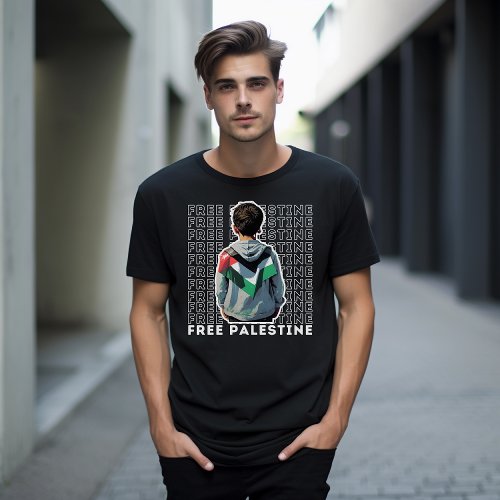 FREE PALESTINE black t_shirt for man